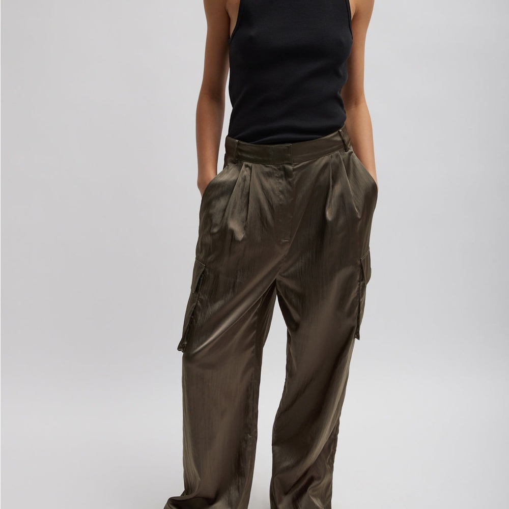 Tibi Stella Pant Shiny Nylon - Size 10 in Dune